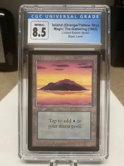 MTG Island (Orange/Yellow Sky) Beta 1993 Basic Land CGC 8.5 (NM/Mint+) - Image 1