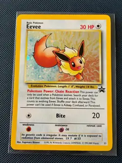 Eevee 11 Holo Promo Black Star Pokemon Card with Swirl Excellent Condition (1) - Image 1