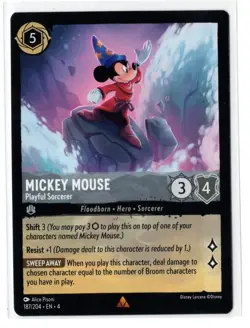 Disney Lorcana Ursula's Return Mickey Mouse 187/204 Rare NON-FOIL - Image 1
