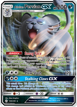 Alolan Persian-GX 129/236 Rare Holo GX | Cosmic Eclipse | Pokemon Card - Image 1