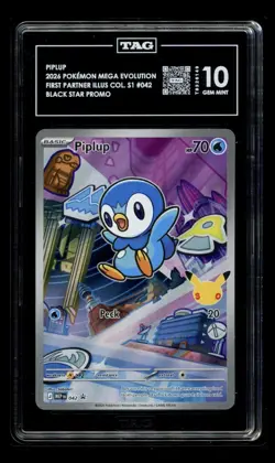 Piplup #042 Black Star Promo - First Partner Collection - TAG Gem Mint 10 💎 - Image 1