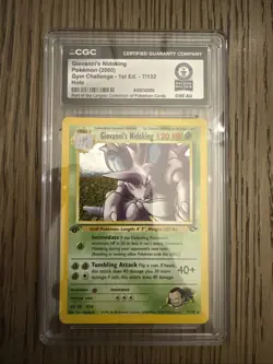 2000 Pokemon Gym Challenge Giovani’s Nidoking 1st ed 7/132 Holo CGC World Record - Image 1