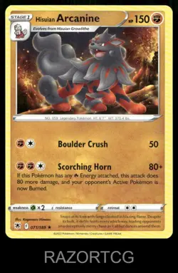 HISUIAN ARCANINE 071/189 R ASTRAL RADIANCE POKEMON NM/M - Image 1
