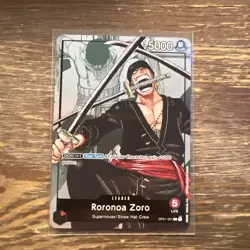 Bandai One Piece Card Game Roronoa Zoro Leader Foil OP01-001 EN - Image 1