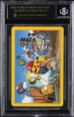 2016 MARIO PIKACHU PLAYING CARDS POKEMON CENTER 4 OF HEARTS BGS 10 BLACK LABEL - Image 2