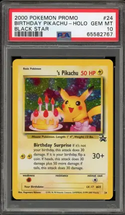 Pokemon Birthday Pikachu Black Star Holo Promo #24 PSA 10 Gem Mint - Image 1
