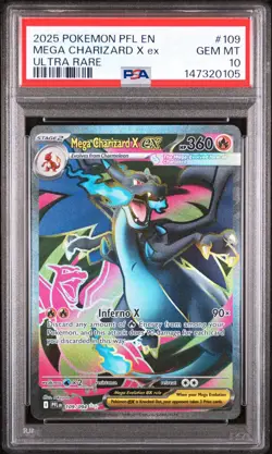 2025 POKEMON PFL EN-PHANTASMAL FLAMES ULTRA RARE #109 MEGA CHARIZARD X EX PSA 10 - Image 1