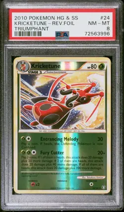 Pokemon Card Kricketune 24/102 Reverse Holo HG & SS Triumphant PSA 8 NM-MT - Image 1