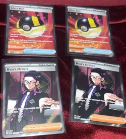 Pokemon TCG Ultra Ball x2 Boss's Orders x2 Holo FULL ARTS - Image 1