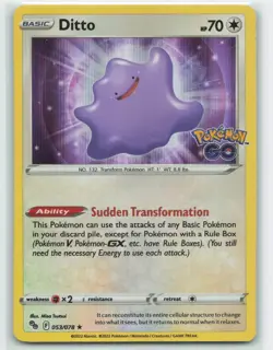 2022 Pokemon, Pokemon GO, #53/78 Ditto, Holo Rare NM - Image 1