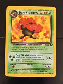 Pokemon TCG Dark Vileplume 30/82 Team Rocket Non-Holo Rare WOTC Pokemon Card LP - Image 1