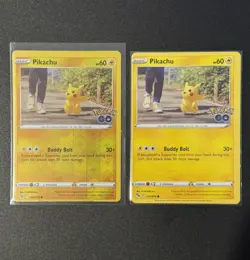 MISCUT SET ERROR x2 Pikachu Pokemon Go 027/078 Reverse Holo Common Pokemon TCG - Image 1