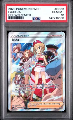 Irida GG63 *GEM MINT PSA 10* Crown Zenith Galarian Gallery Full Art Pokemon TCG - Image 1