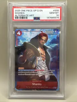 One Piece Shanks Alternate Art Op12-008 PSA 10 Gem Mint English - Image 1