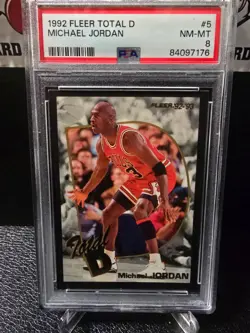 1992 Fleer Total D MICHAEL JORDAN #5 PSA 8 - Image 1