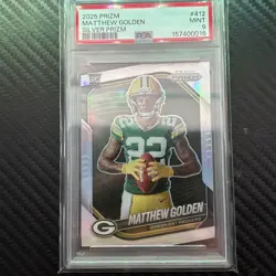PSA 9 2025 Panini Prizm Rookie Variation Matthew Golden Silver Prizm (RC) Packer - Image 2