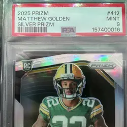 PSA 9 2025 Panini Prizm Rookie Variation Matthew Golden Silver Prizm (RC) Packer - Image 3