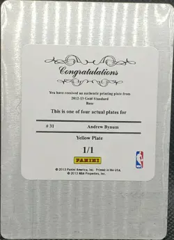 ANDREW BYNUM 2012-13 Panini Gold Standard PRINTING PLATE 1/1 Sixers 76ers Lakers - Image 2