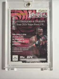 2024 Topps Finest UFC Gold Shimmer Intimidators #IA-LED Leon Edward Auto /39 SP - Image 2