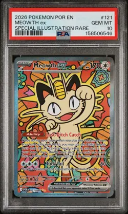 2026 POKEMON POR EN-PERFECT ORDER SPECIAL ILLUSTRATION RARE MEOWTH EX PSA 10 - Image 1