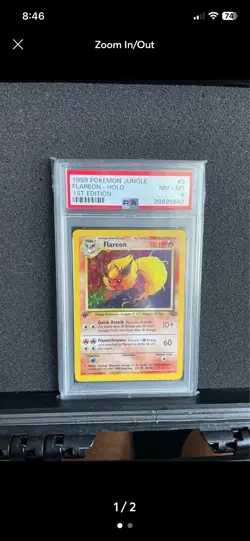1999 POKEMON JUNGLE 1ST EDITION #3 FLAREON-HOLO PSA 8 - Image 1