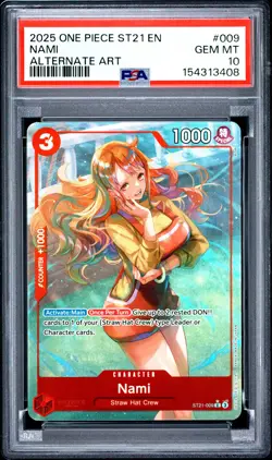 2025 ONE PIECE STARTER DECK ST21-EX GEAR 5 ALTERNATE ART #009 NAMI PSA 10 - Image 1