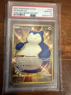2021 POKEMON SWORD & SHIELD CHILLING REIGN SECRET #224 FULL ART/SNORLAX PSA 10 - Image 1