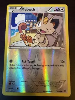 The Pokemon Company Meowth Reverse Holo Common 61/98 XY Ancient Origins 60 HP EN - Image 1