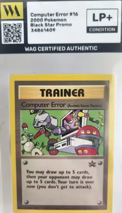 WAG Certified Lp+ Computer Error #16 Black Star Promo Rare Vintage Pokemon Card - Image 1