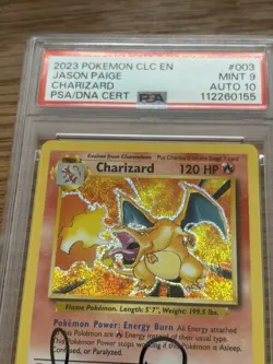 PSA 9 AUT 10 Jason Paige Signed Charizard Pokemon Classic Collection #003 POP 1 - Image 5