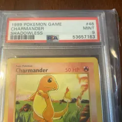 1999 Pokemon Game Charmander #46 Shadowless PSA 9 Mint - Image 2