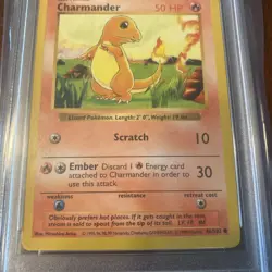 1999 Pokemon Game Charmander #46 Shadowless PSA 9 Mint - Image 3