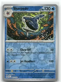 Sharpedo Reverse Holo 043/162 SV05: Temporal Forces Uncommon Pokemon TCG - Image 1