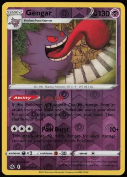 Gengar 057/198 Holo Rare Chilling Reign Pokemon Reverse Holo Near Mint - Image 1