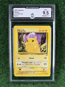 2000 Pokemon Base Set 2 Pikachu 87/130 Graded 9.5 MINT by Mint Authentication - Image 1