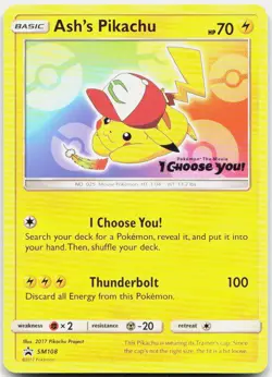 Ash's Pikachu - SM108 Promo Sun & Moon Promo Pokemon NM/LP - Image 1