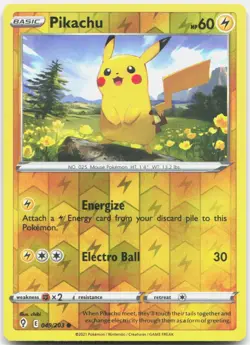 Pikachu 049/203 Common Evolving Skies Pokemon Reverse Holo LP - Image 1