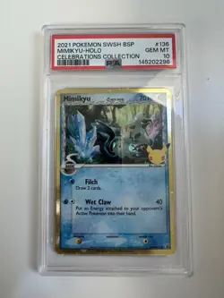 Pokemon PSA 10 Mimikyu SWSH136 HOLO 25th Celebrations Collection Gem Mint - Image 4