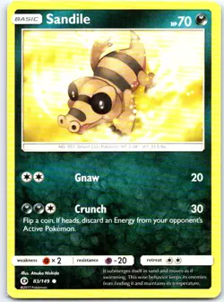Sandile 83/149 Common SM Base Set Pokemon LP - Image 1