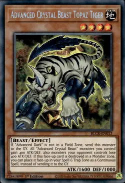 Advanced Crystal Beast Topaz Tiger - Secret Rare 1st Ed BLCR-EN013 - LP - YuGiOh - Image 1