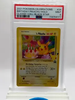 Pokemon TCG Celebrations #24 Birthday Pikachu Holo Classic Collection PSA 9 Mint - Image 3