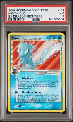 2006 POKEMON EX DRAGON FRONTIERS GOLD STAR #101 MEW-HOLO PSA 7 - Image 1