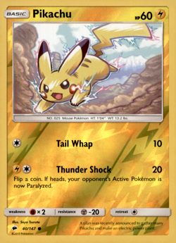 Pikachu 40/147 Common Burning Shadows Pokemon Reverse Holo Lightly Played - Image 1