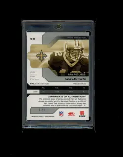2007 Leaf Limited - Marques Colston NFL Game Worn Shield 1/1 - Image 2