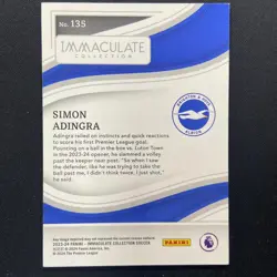 2023-24 Panini Immaculate Simon Adingra RC Gold 3/10 Brighton&Hove Albion 54667 - Image 2