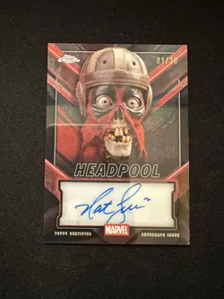 Nathan Fillion as Headpool Topps Chrome Deadpool Black Lava Auto #1/10 SSP A507 - Image 1