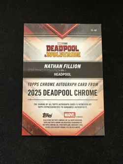Nathan Fillion as Headpool Topps Chrome Deadpool Black Lava Auto #1/10 SSP A507 - Image 2
