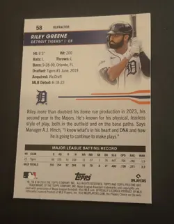 2024 Topps Pristine - Refractor #58 Riley Greene - Image 2