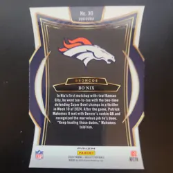 2024 Select Silver Prizm Die Cut Bo Nix RC - Image 2