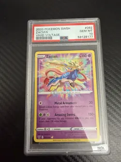 2020 SWSH Zacian PSA 10 Sword & Shield #082/185 Vivid Voltage Pokemon Card #082 - Image 1